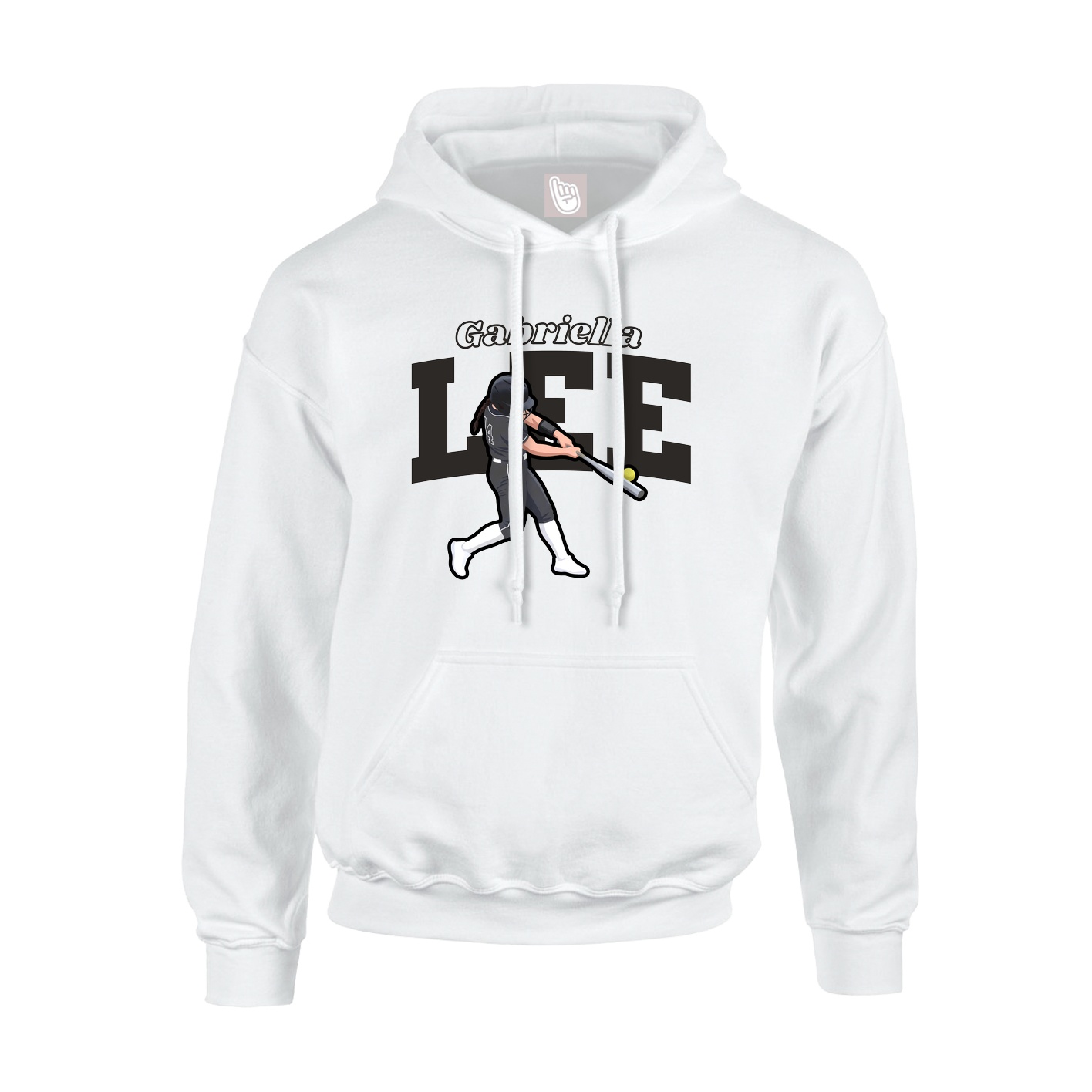 Youth Hoodie — Name Arch in White