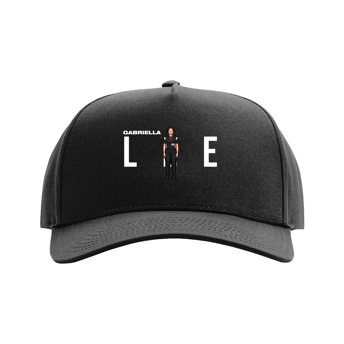 Full Fabric Five-Panel Champ Cap — Player Name in Black