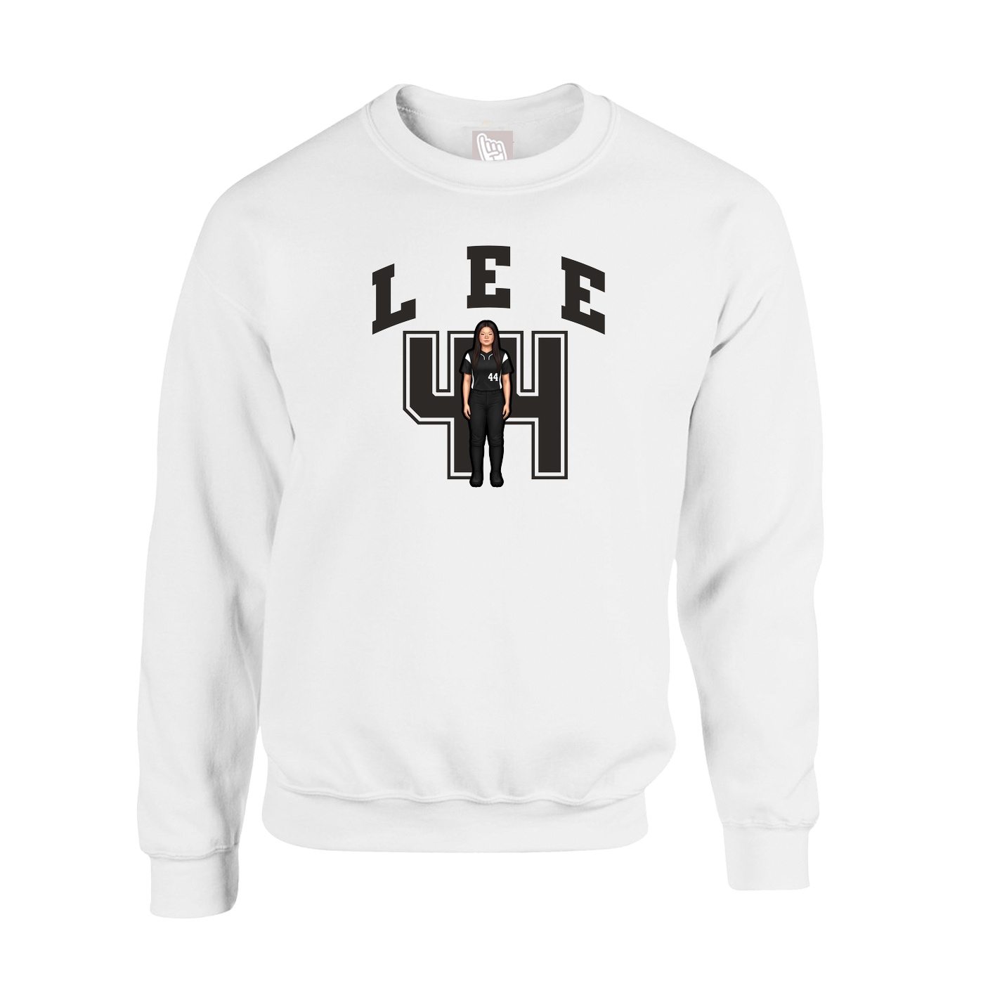 Fleece Crew — Number in White