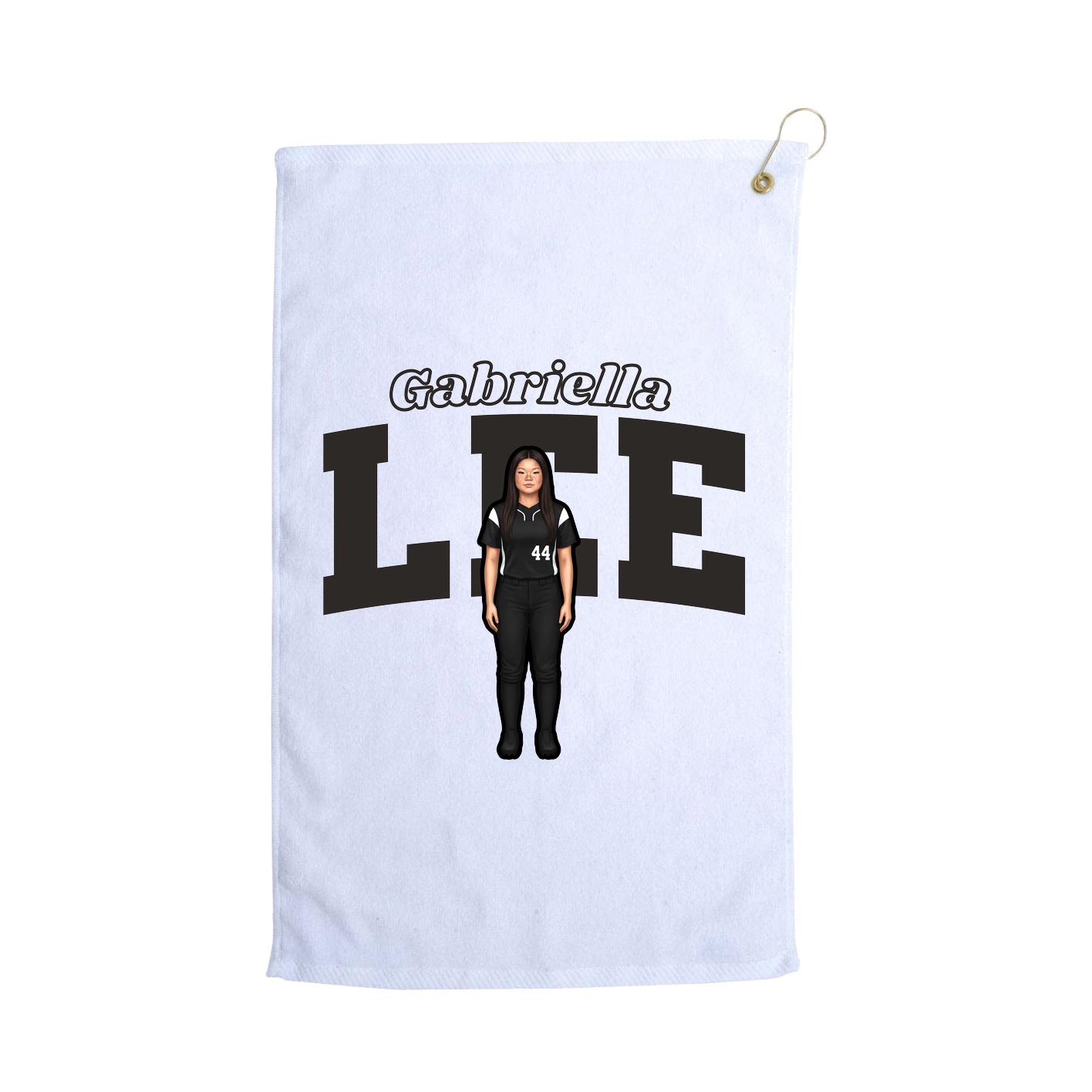 Golf Towel — Name Arch in White