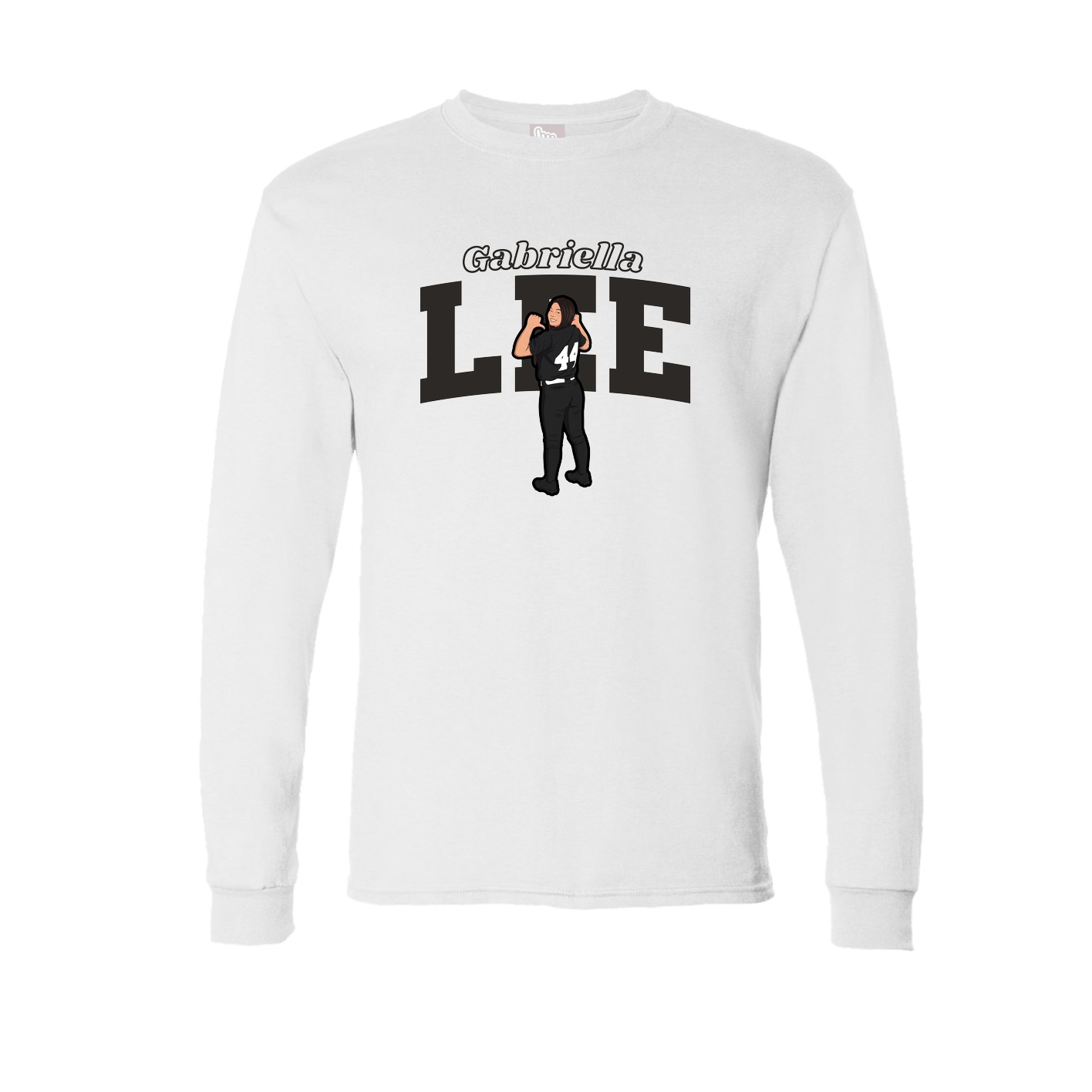 Long Sleeve Tee — Name Arch in White