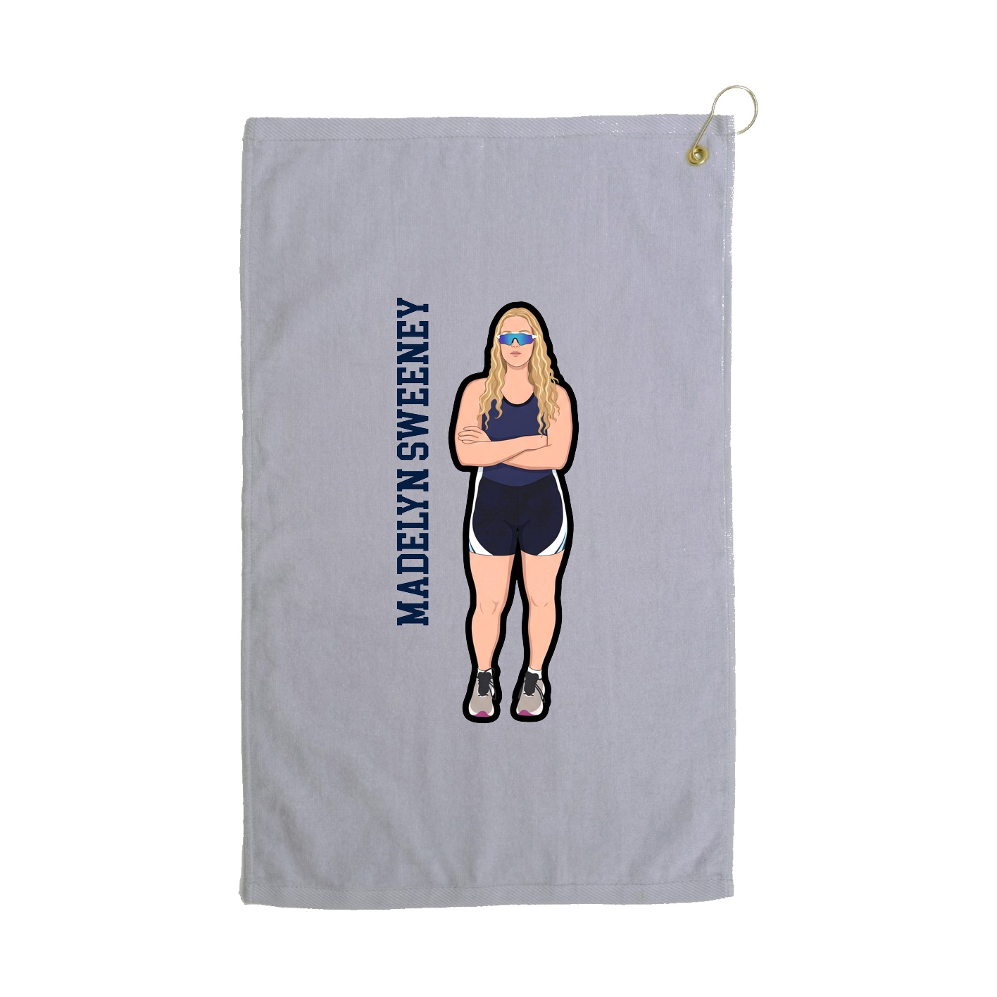 Golf Towel — Name Vertical in Grey