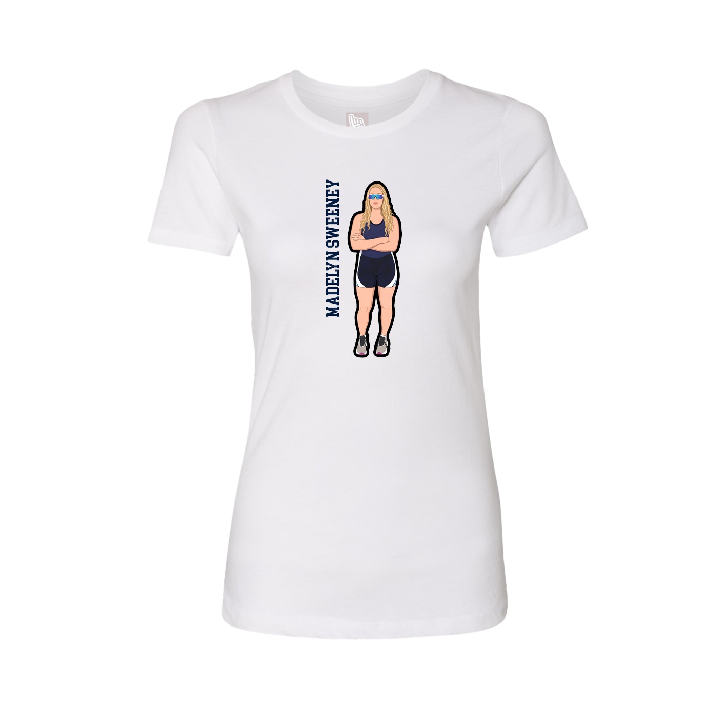 Fitted Women's Tee — Name Vertical in White