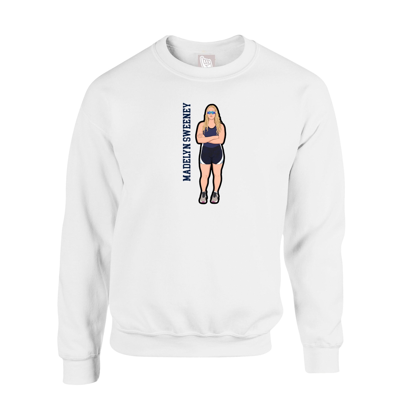 Fleece Crew — Name Vertical in White
