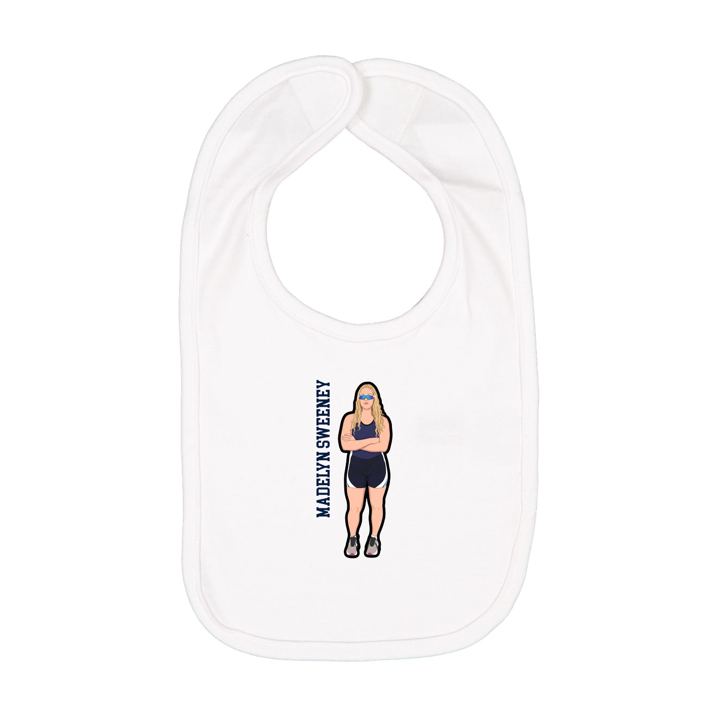 Infant Bib — Name Vertical in White