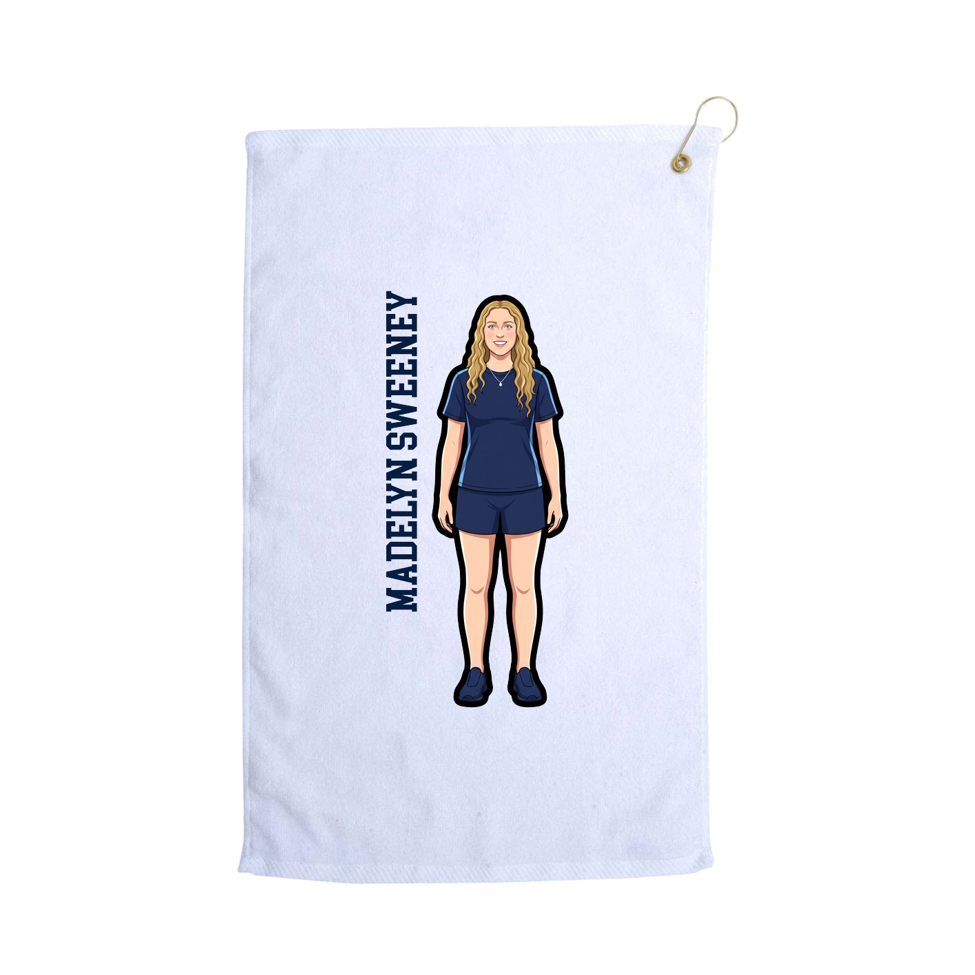 Golf Towel — Name Vertical in White
