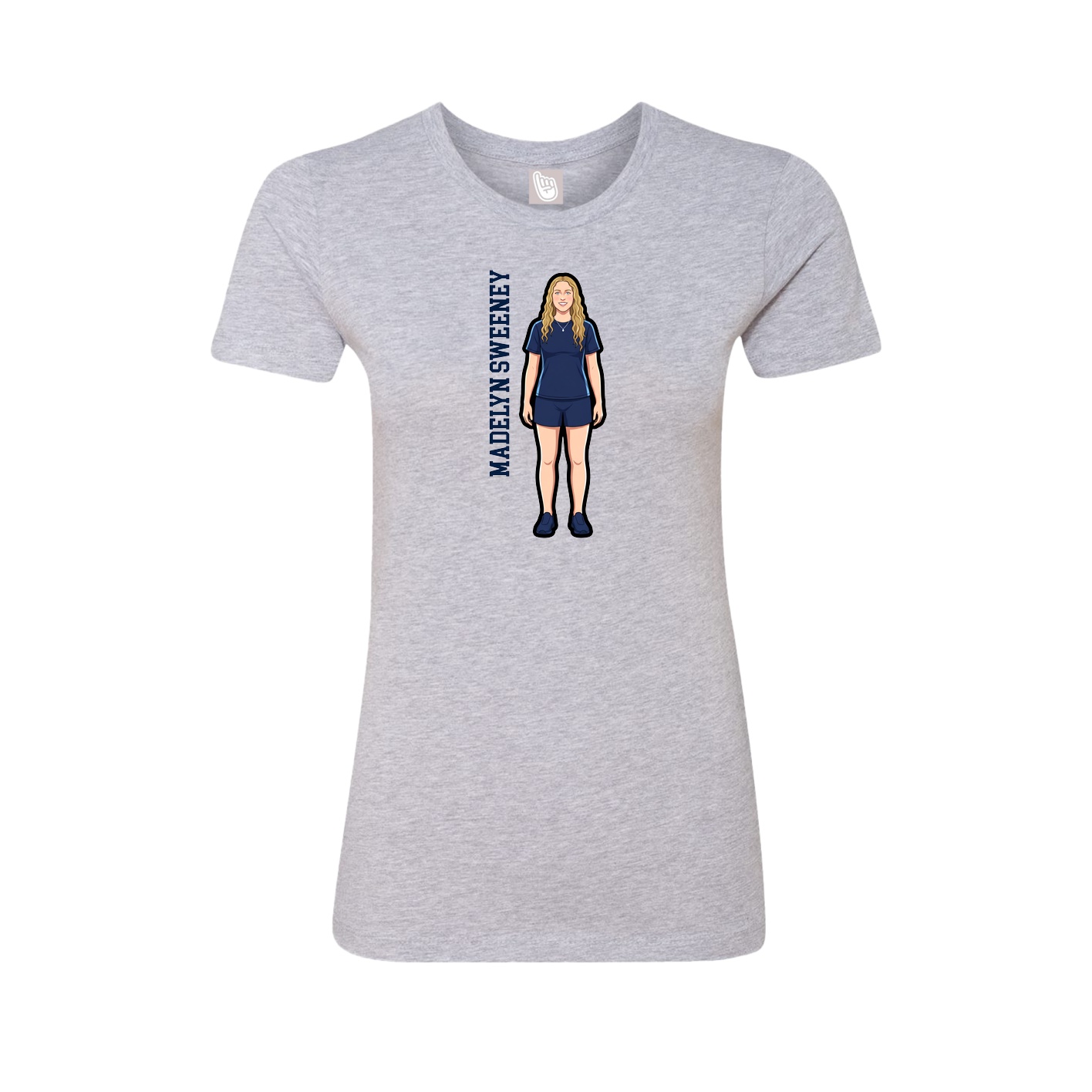 Fitted Women's Tee — Name Vertical in Grey