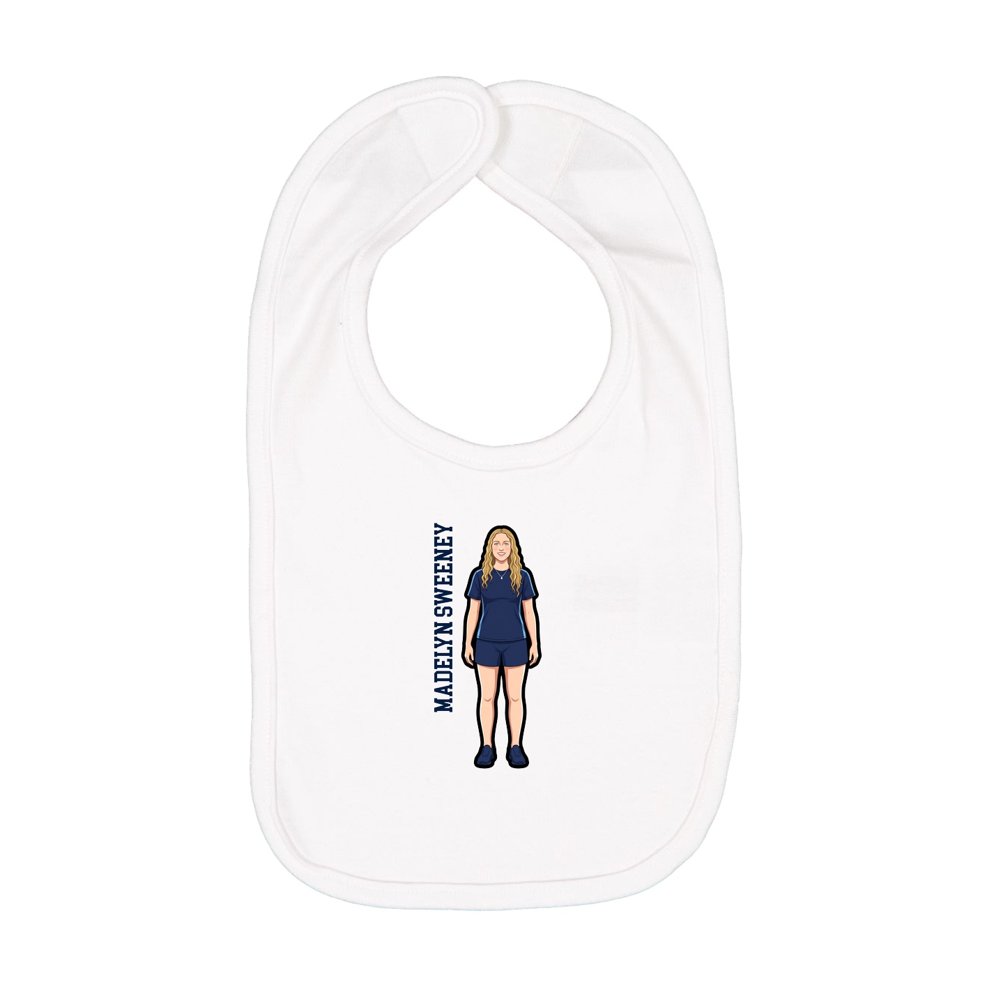 Infant Bib — Name Vertical in White