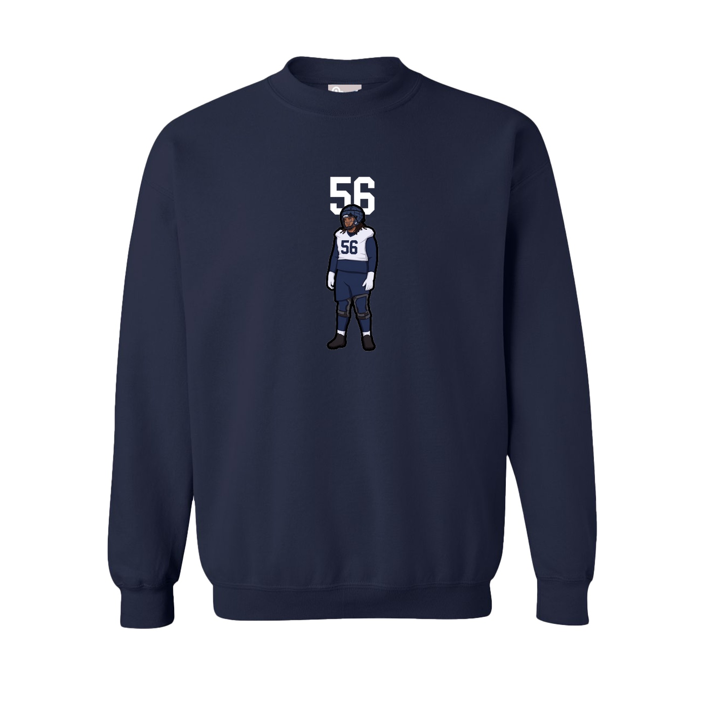 Fleece Crew — Number Top in Navy