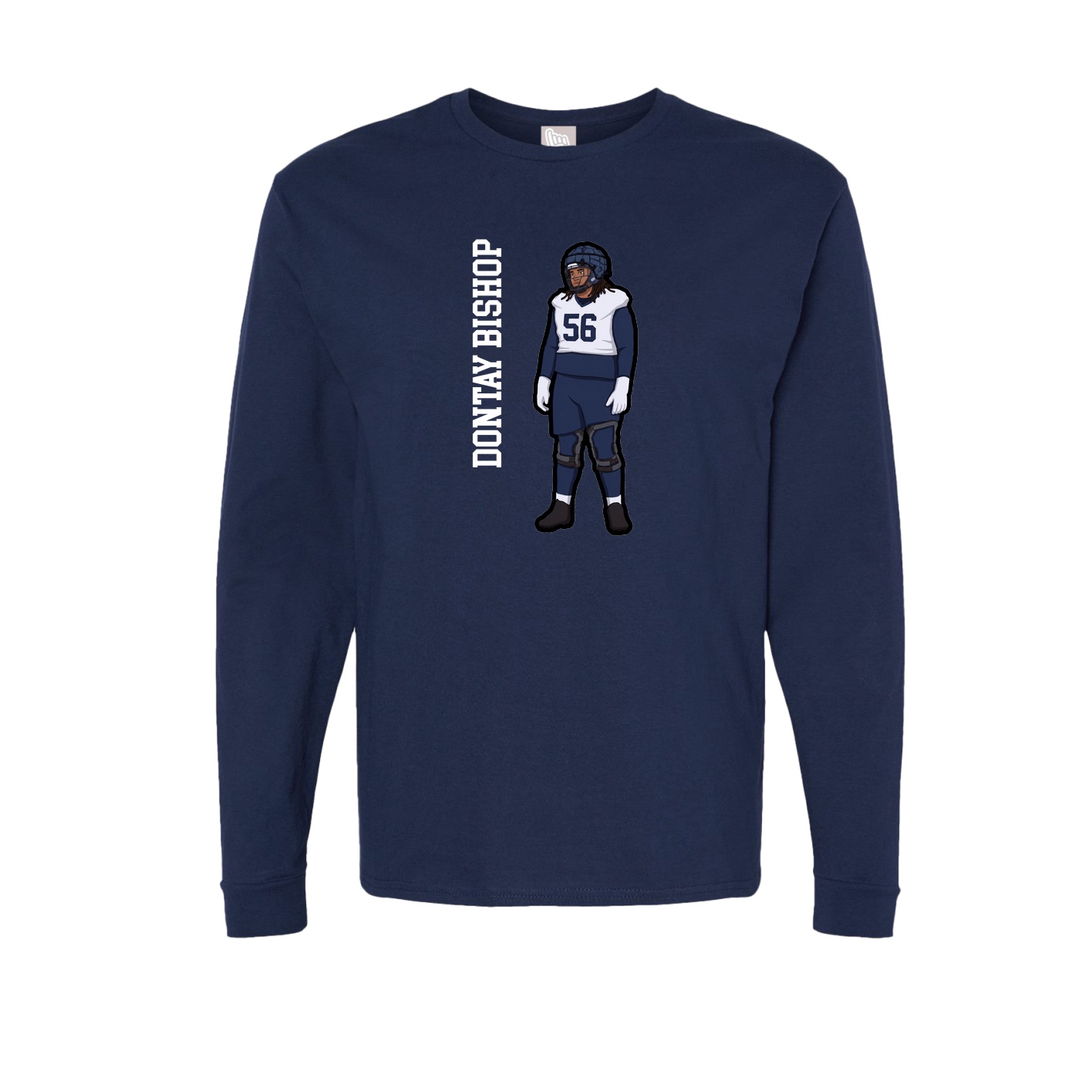 Long Sleeve Tee — Name Vertical in Navy