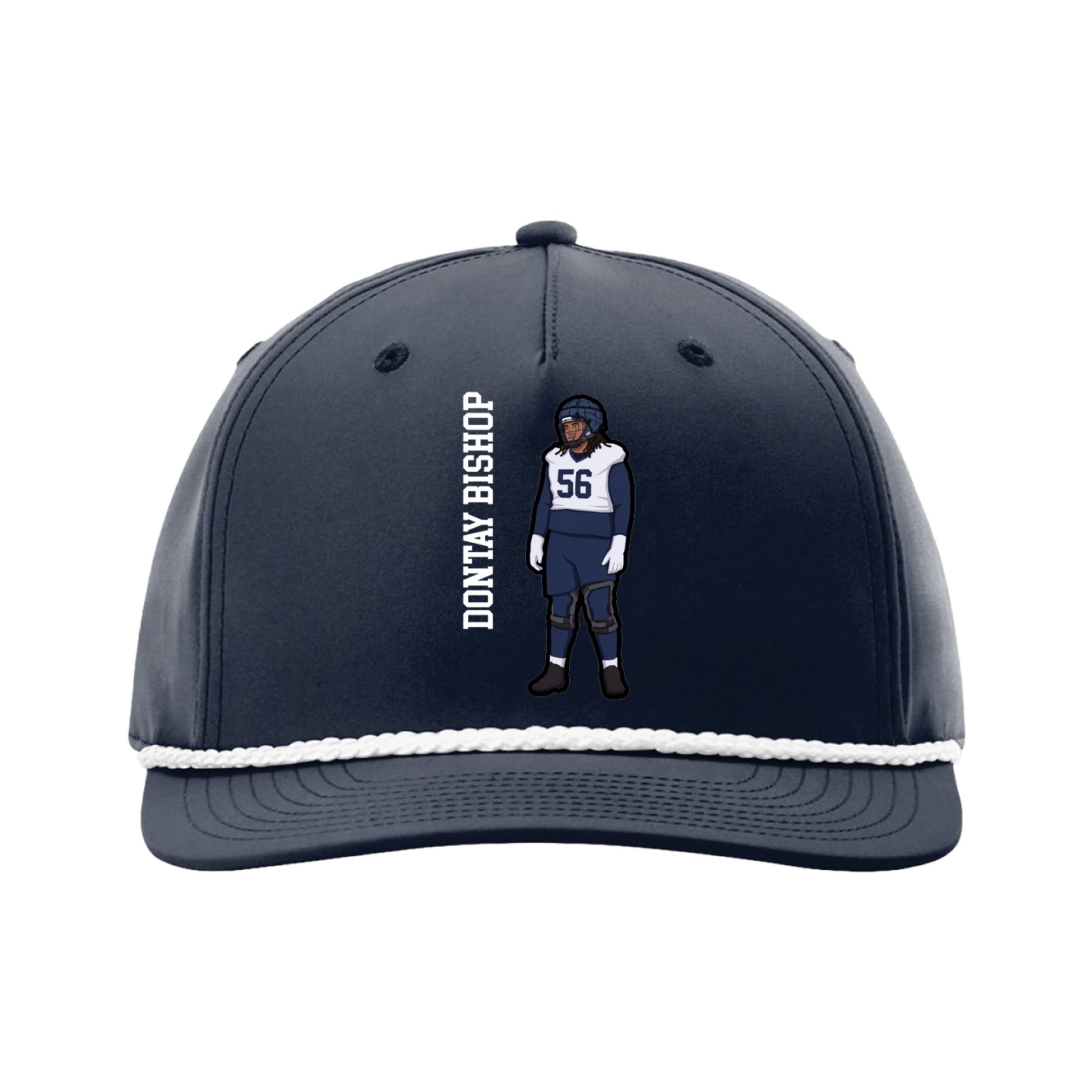 Five-Panel Classic Rope Cap — Name Vertical in Navy