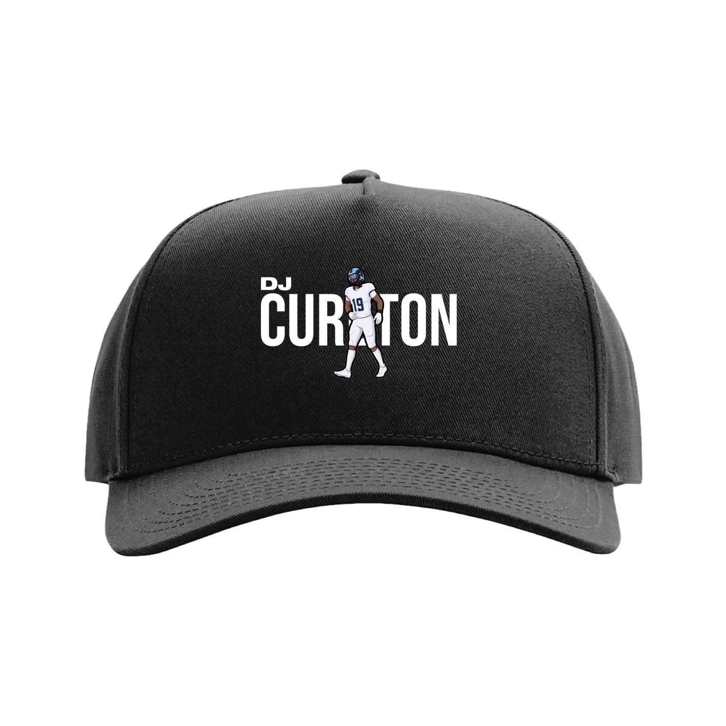 Full Fabric Five-Panel Champ Cap — Player Name in Black