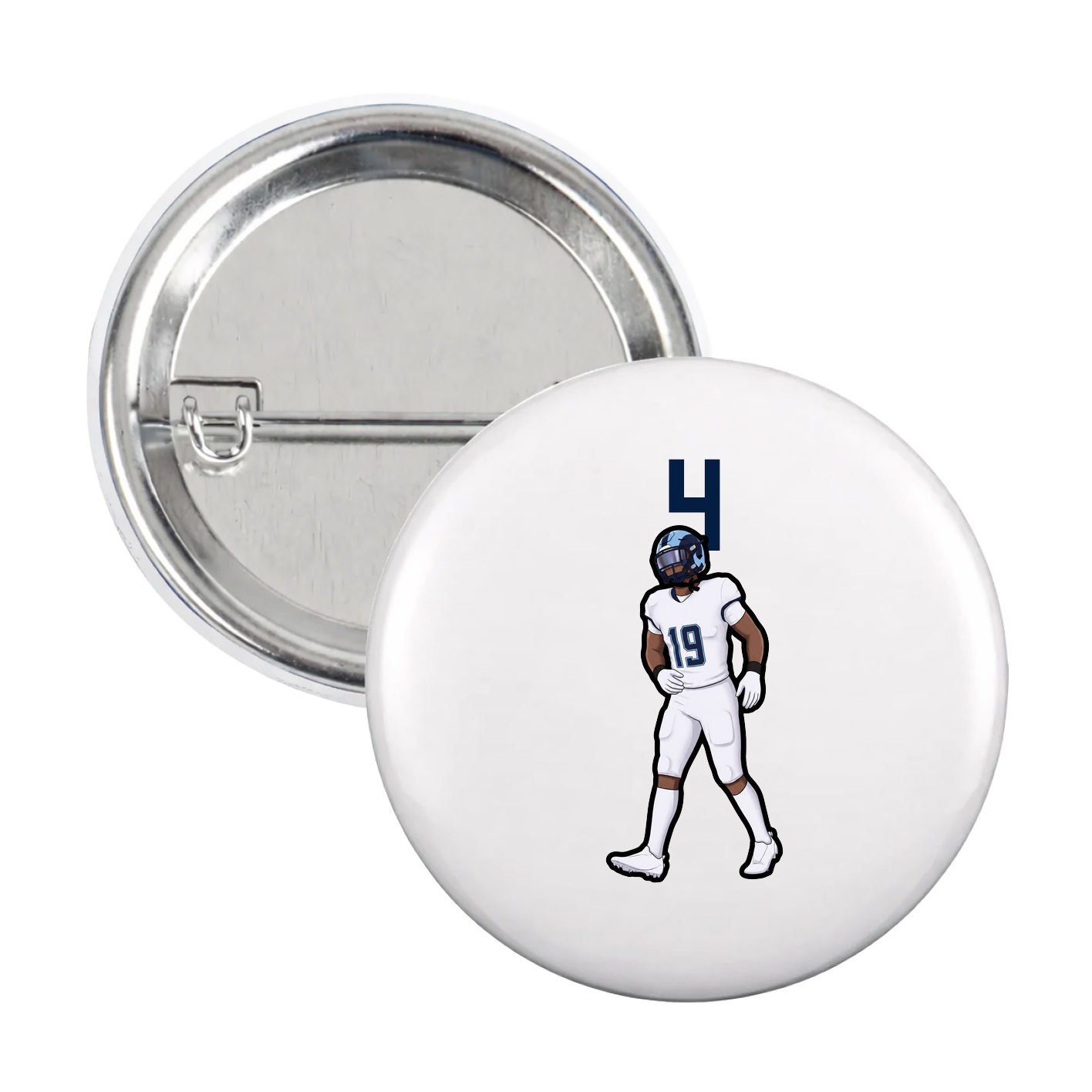 Game Day Button — Number Top in White