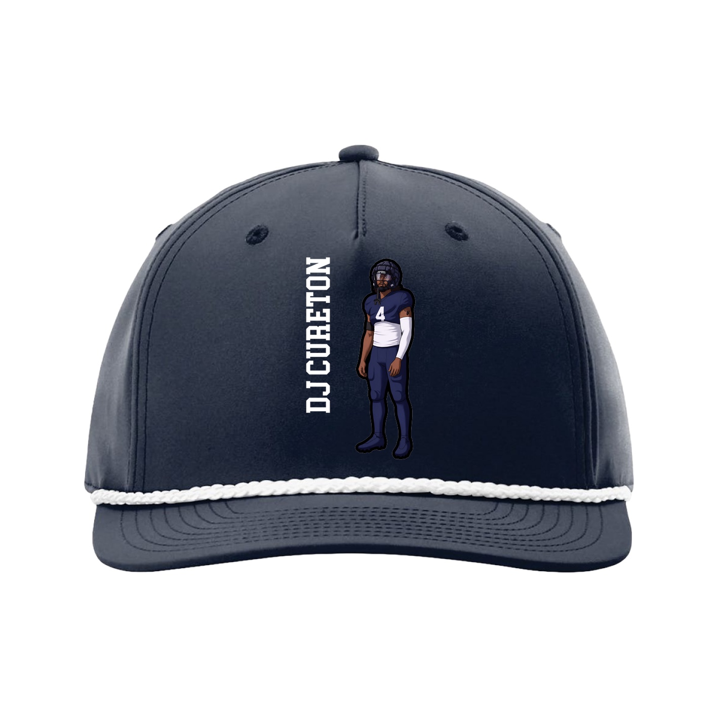 Five-Panel Classic Rope Cap — Name Vertical in Navy