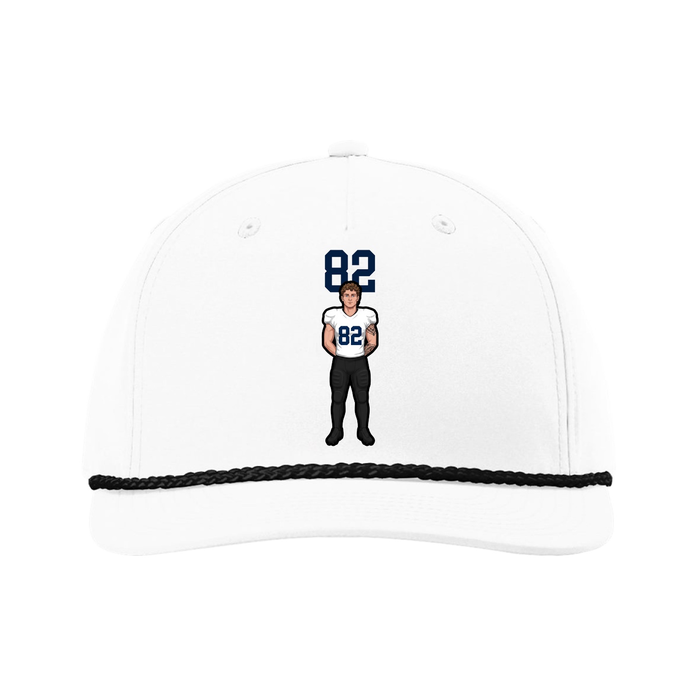 Five-Panel Classic Rope Cap — Number Top in White