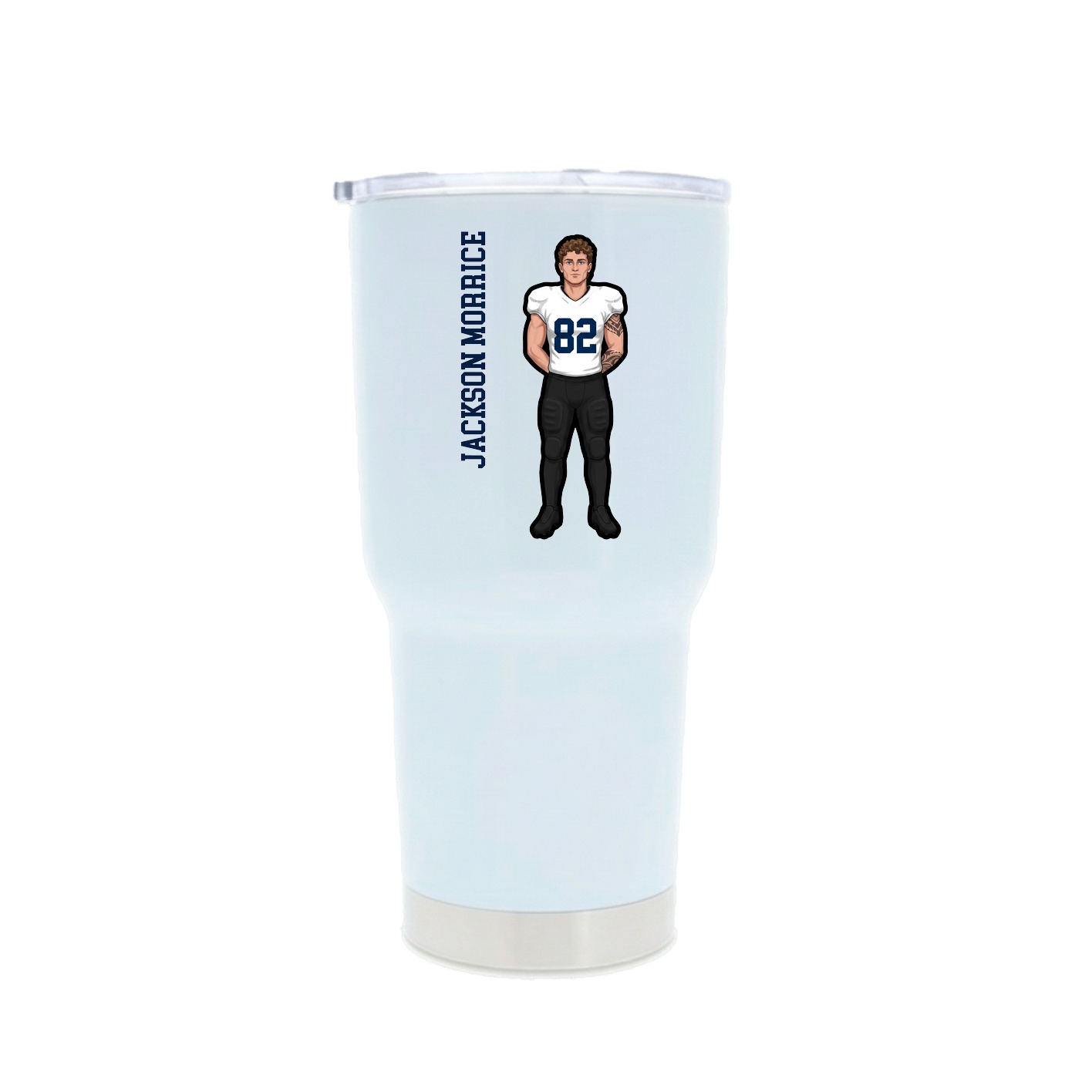30oz Stainless Steel Tumbler — Name Vertical in White