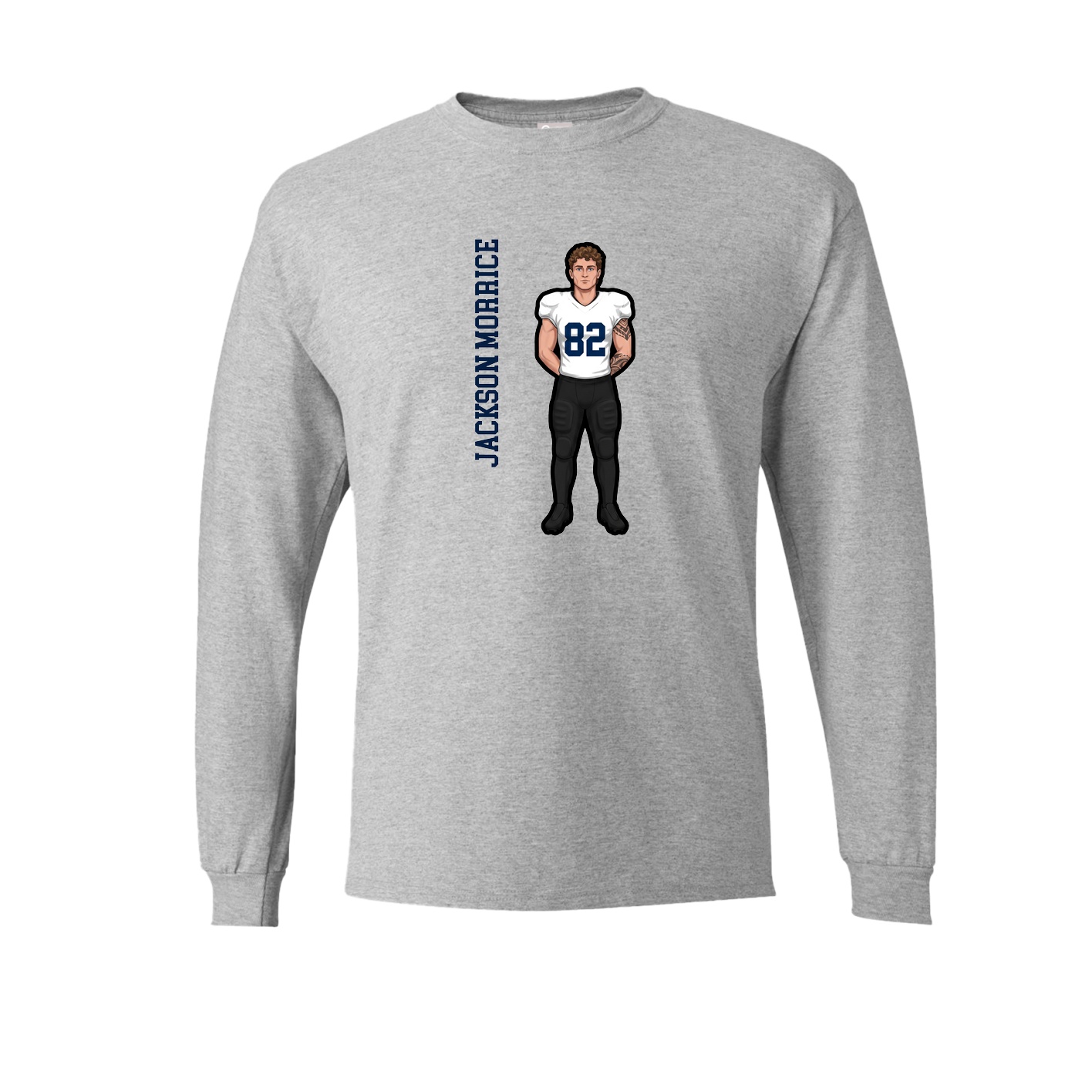 Long Sleeve Tee — Name Vertical in Grey