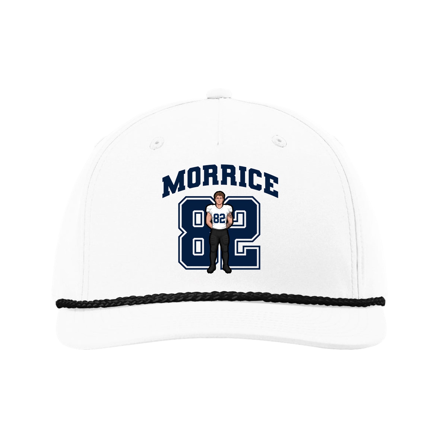 Five-Panel Classic Rope Cap — Number in White