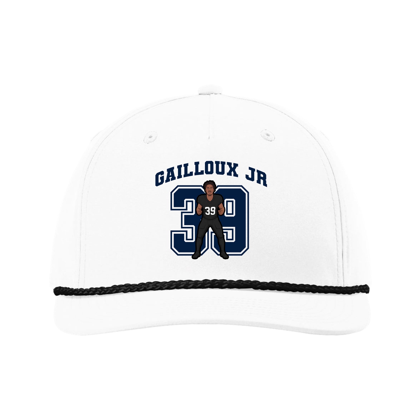 Five-Panel Classic Rope Cap — Number in White