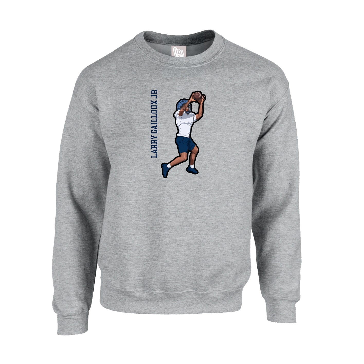 Fleece Crew — Name Vertical in Grey