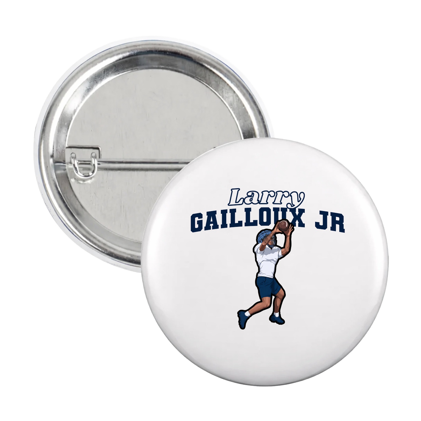 Game Day Button — Name Arch in White