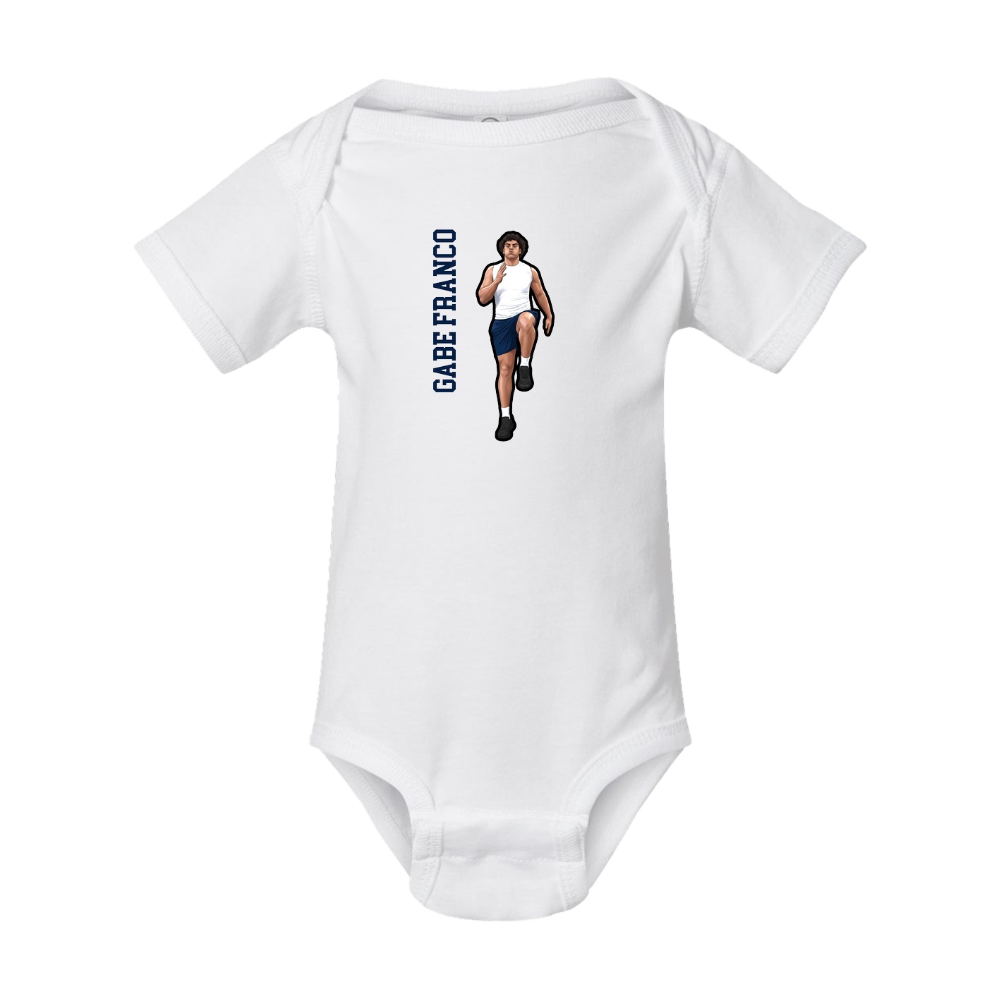 Baby Onesie — Name Vertical in White