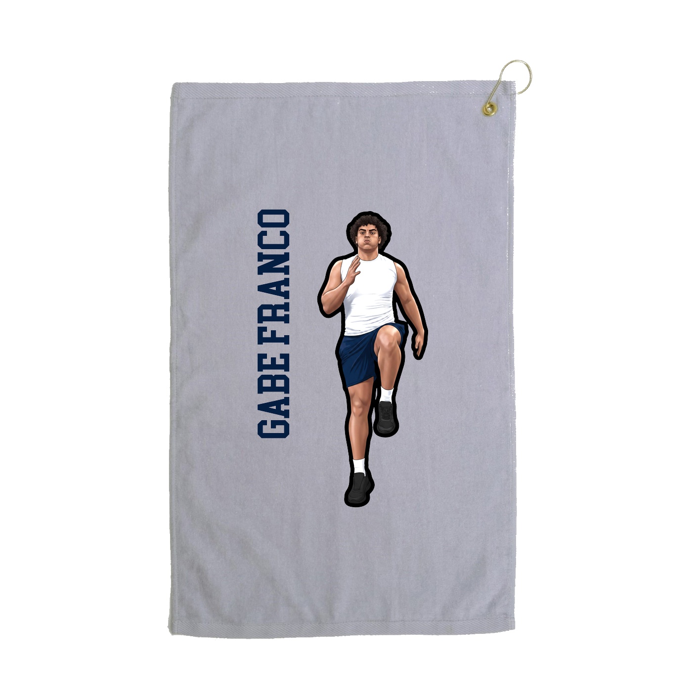 Golf Towel — Name Vertical in Grey
