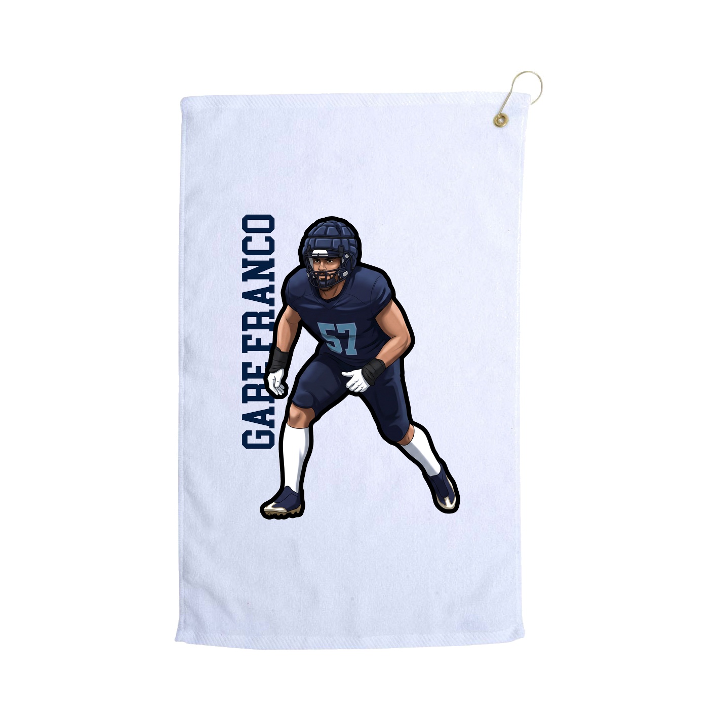 Golf Towel — Name Vertical in White