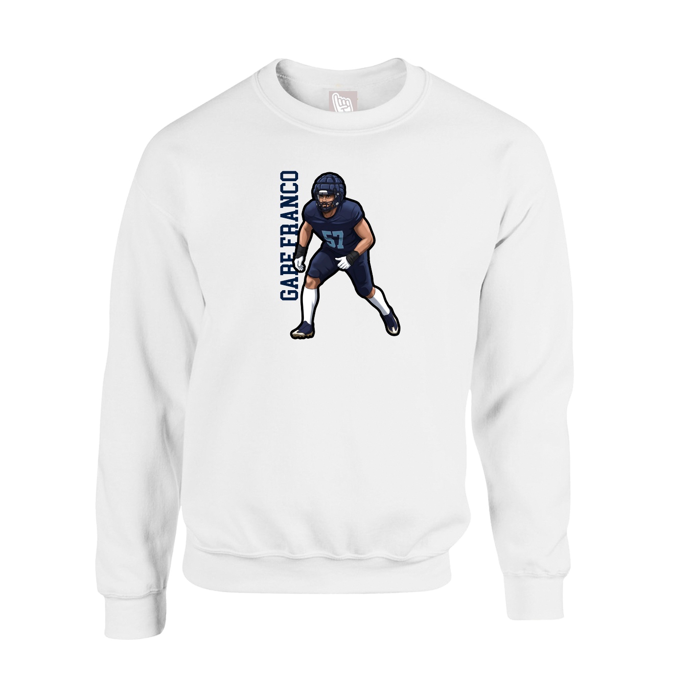 Fleece Crew — Name Vertical in White