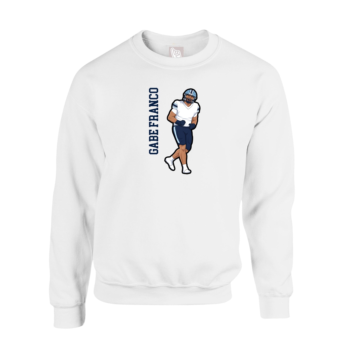 Fleece Crew — Name Vertical in White