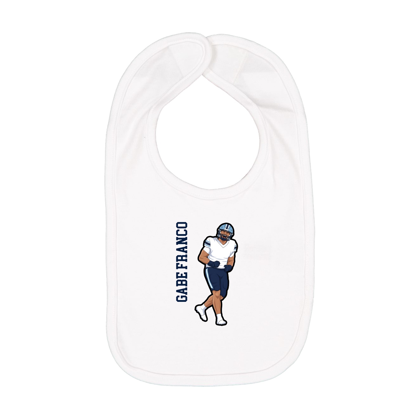 Infant Bib — Name Vertical in White