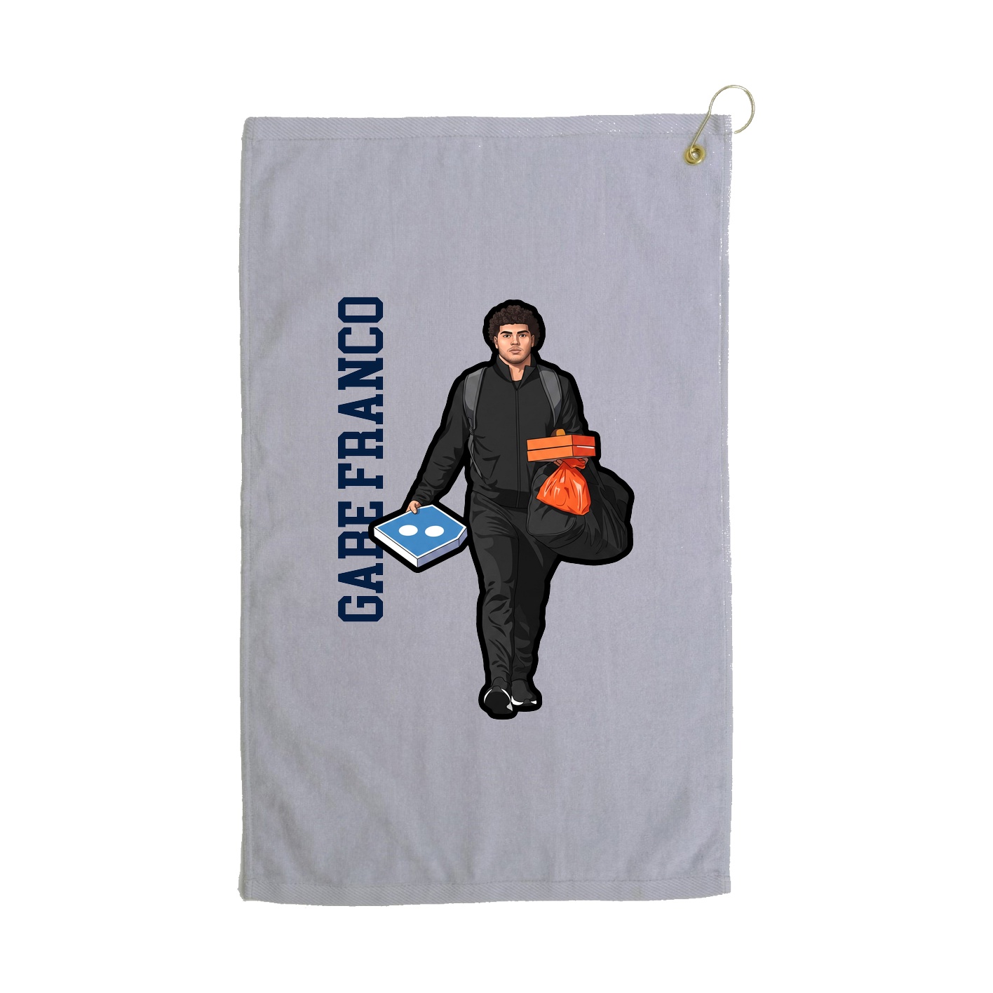 Golf Towel — Name Vertical in Grey