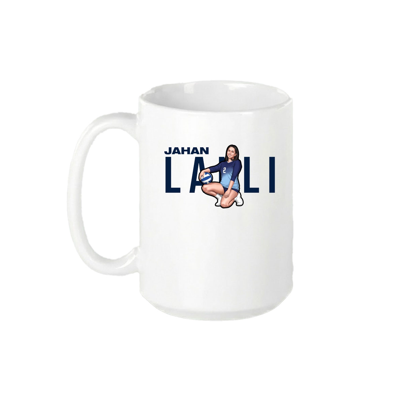 15oz Coffee Mug — Player Name in White