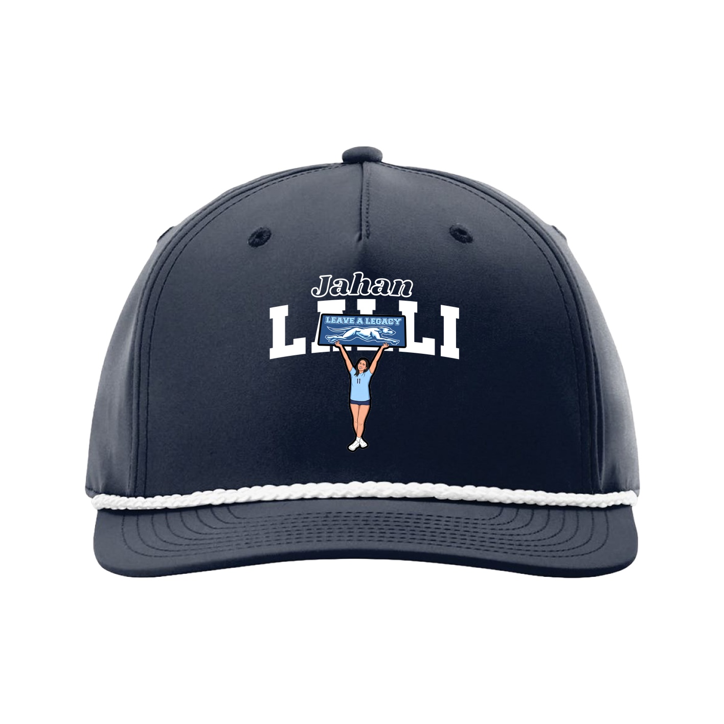 Five-Panel Classic Rope Cap — Name Arch in Navy
