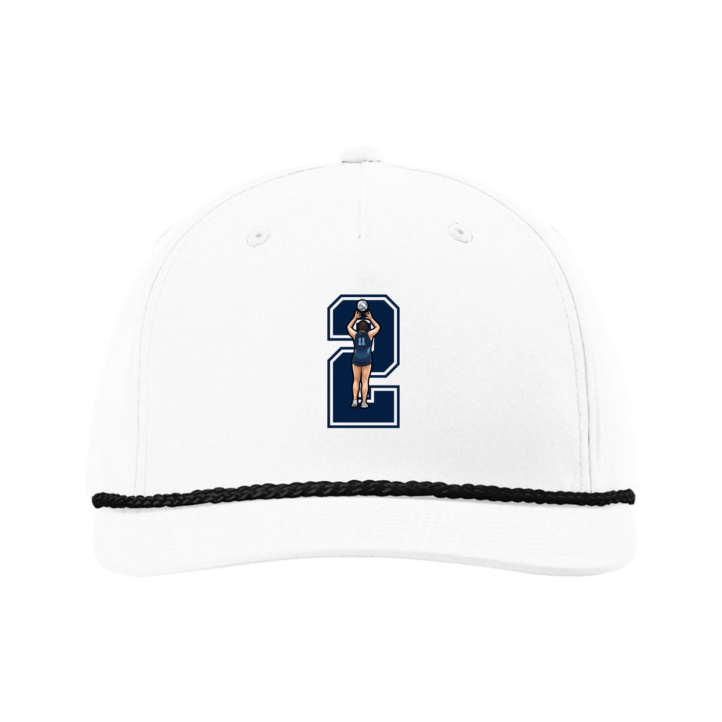Five-Panel Classic Rope Cap — Number in White
