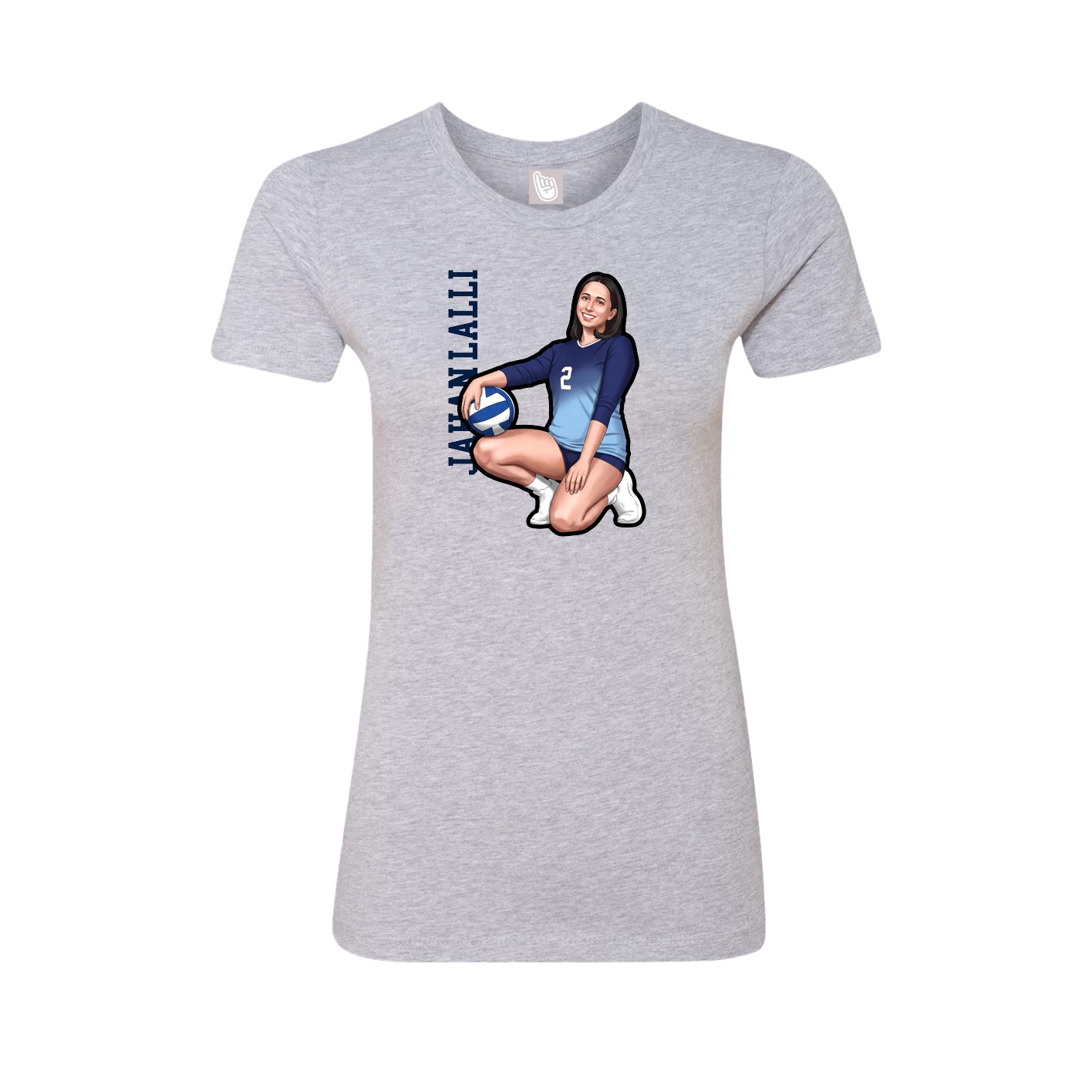 Fitted Women's Tee — Name Vertical in Grey