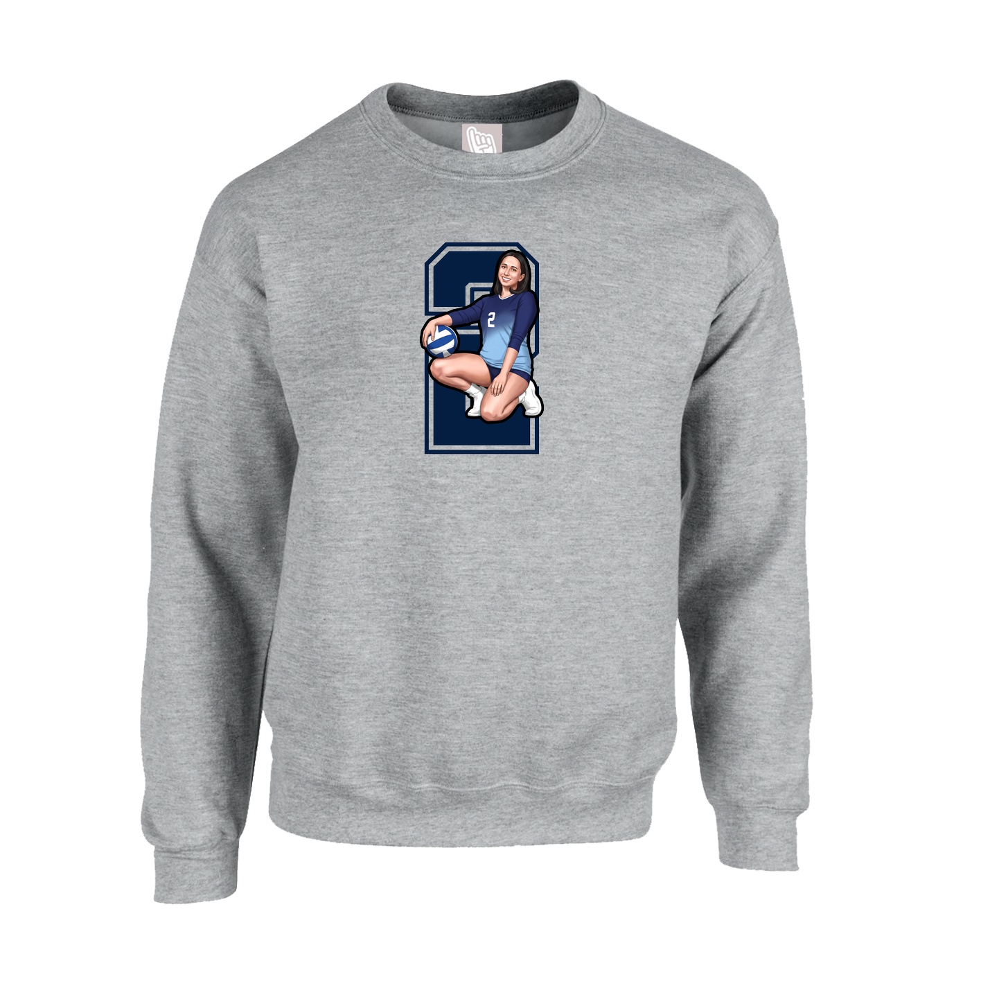 Fleece Crew — Number in Grey