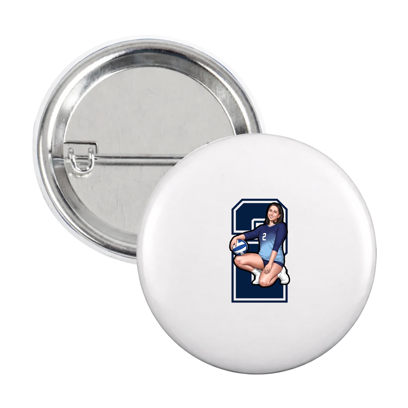 Game Day Button — Number in White