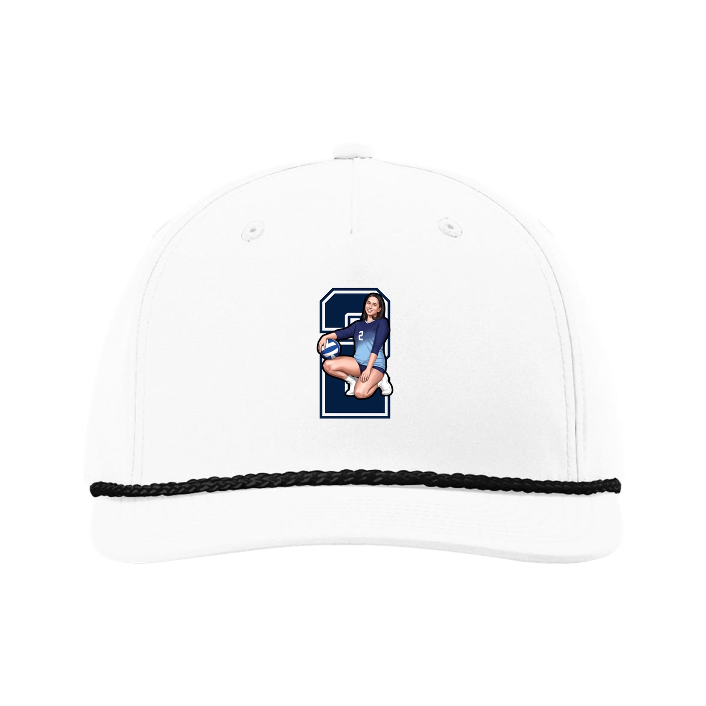 Five-Panel Classic Rope Cap — Number in White