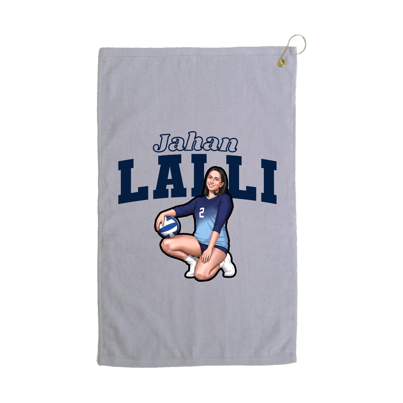 Golf Towel — Name Arch in Grey
