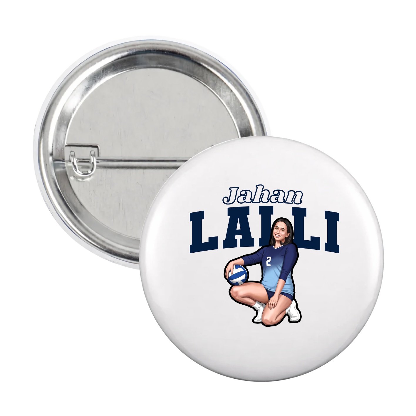 Game Day Button — Name Arch in White