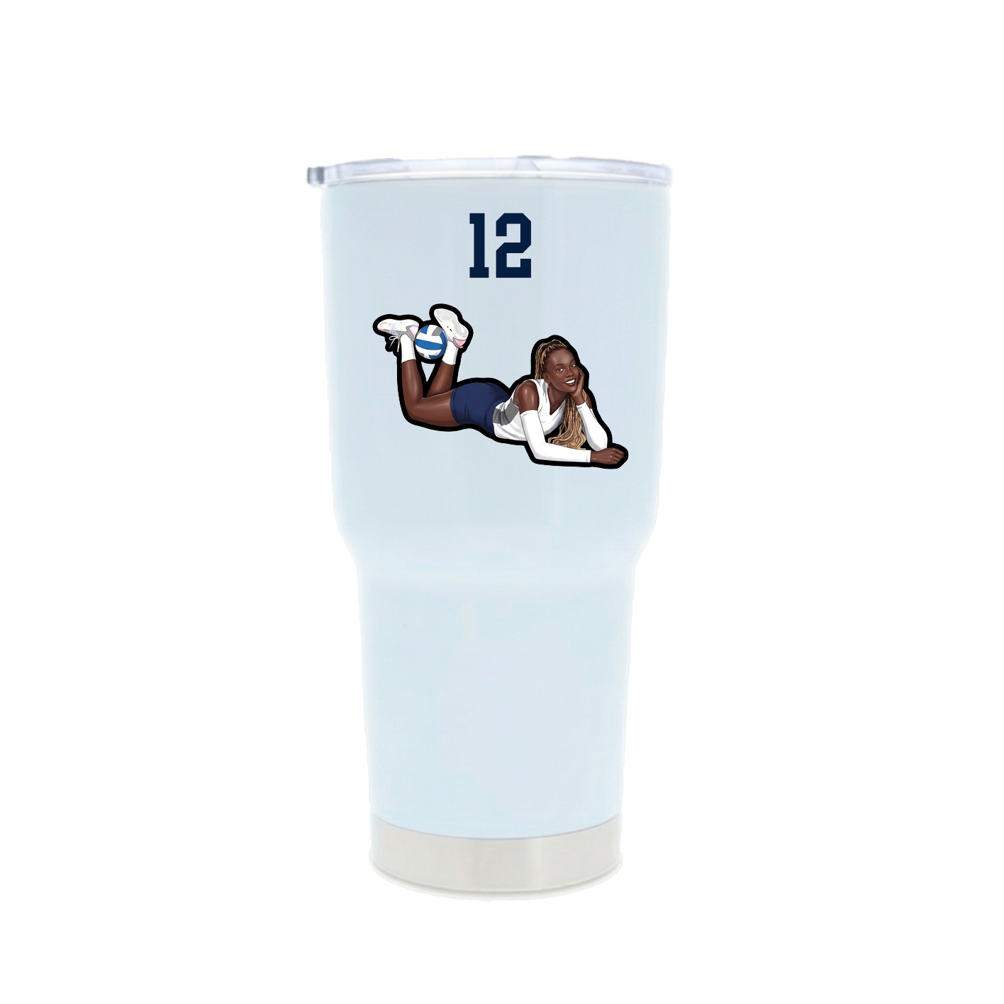 30oz Stainless Steel Tumbler — Number Top in White