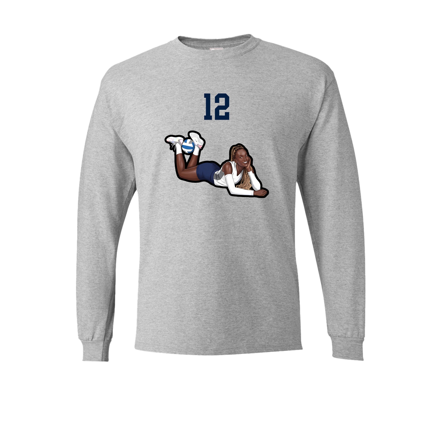 Long Sleeve Tee — Number Top in Grey