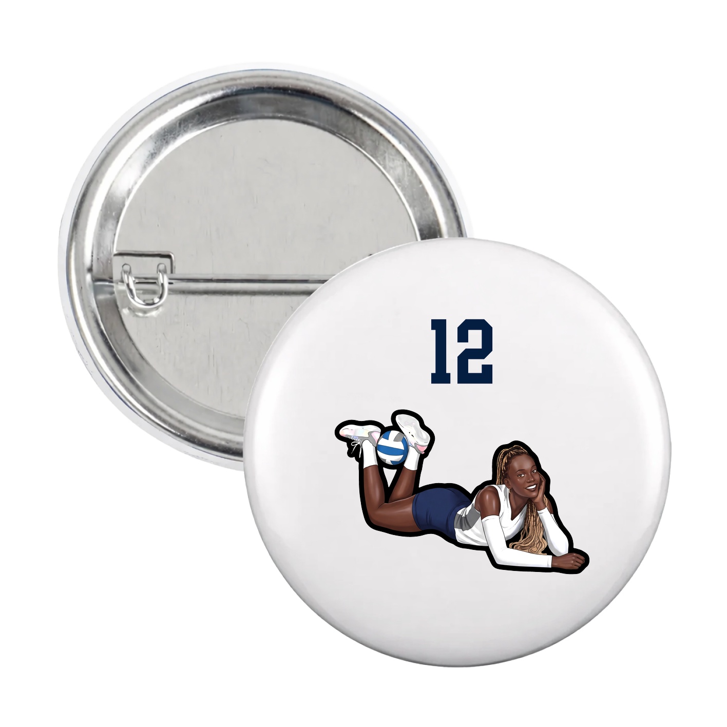 Game Day Button — Number Top in White