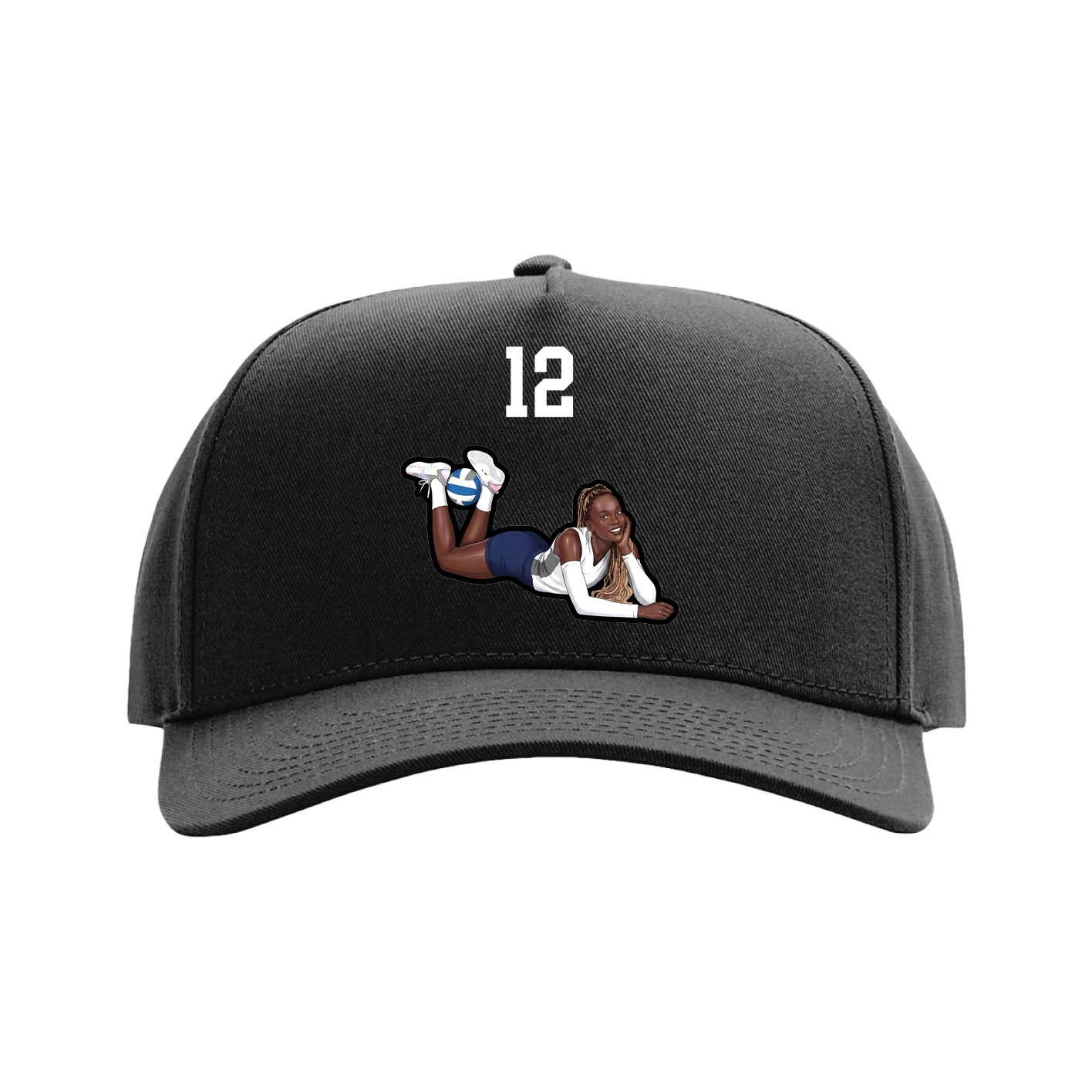 Full Fabric Five-Panel Champ Cap — Number Top in Black