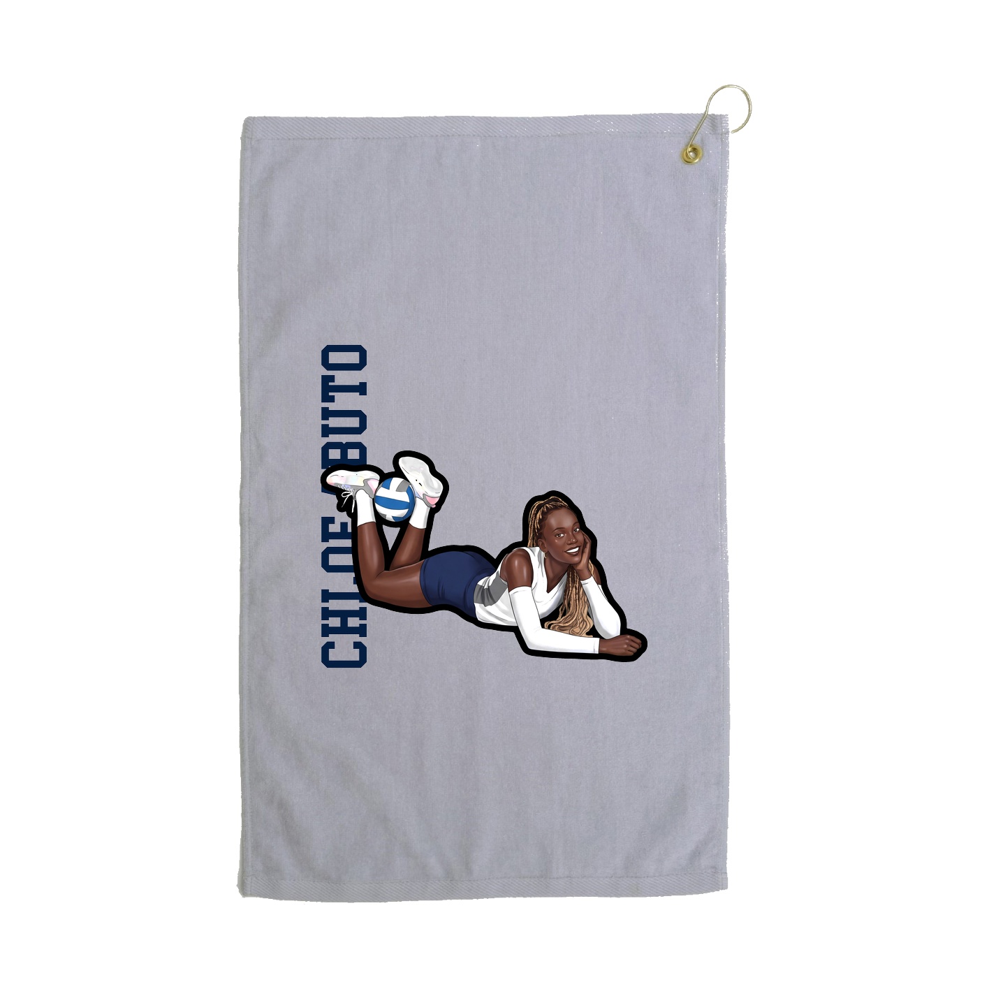 Golf Towel — Name Vertical in Grey