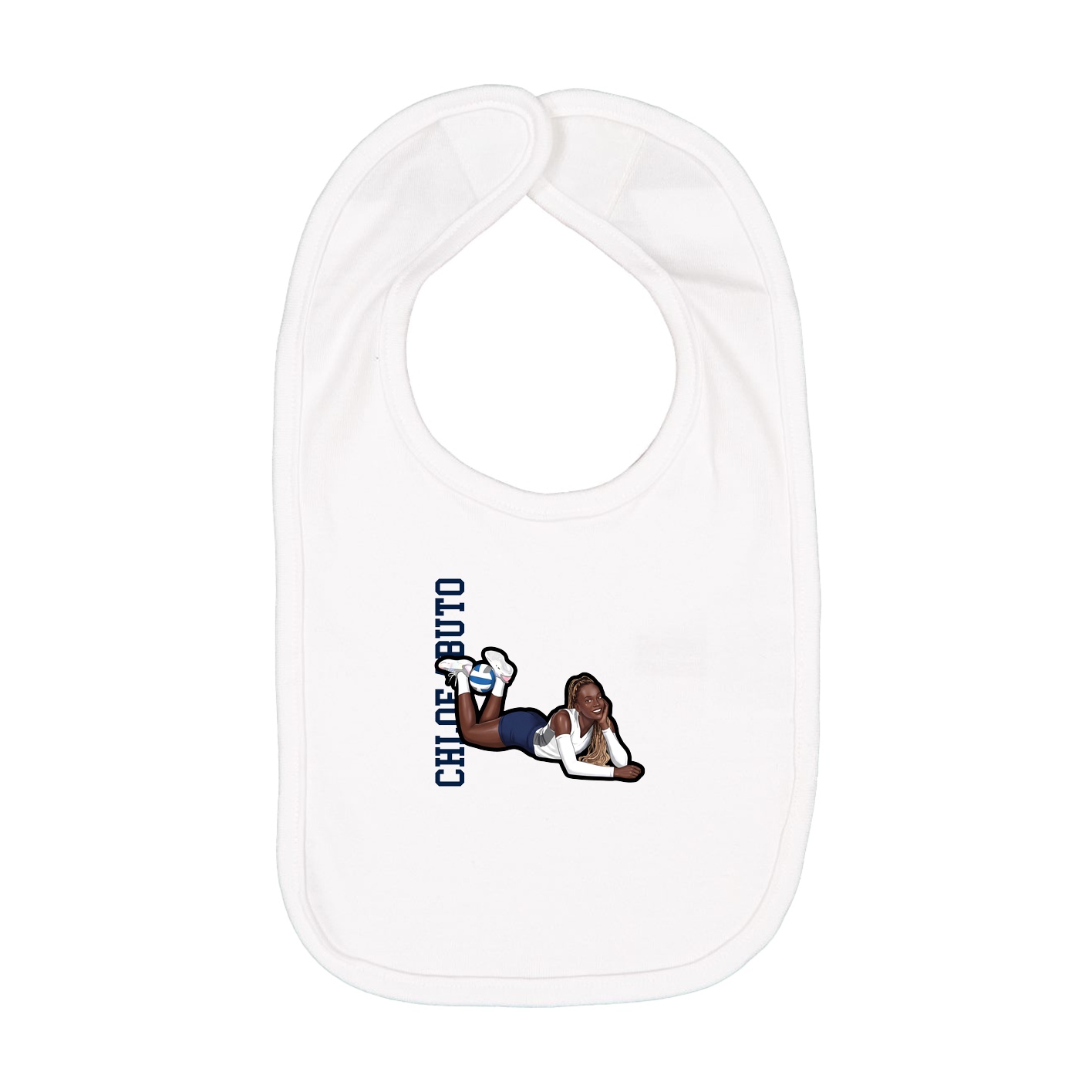 Infant Bib — Name Vertical in White