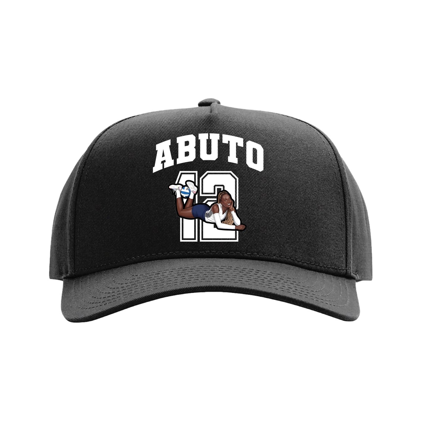 Full Fabric Five-Panel Champ Cap — Number in Black