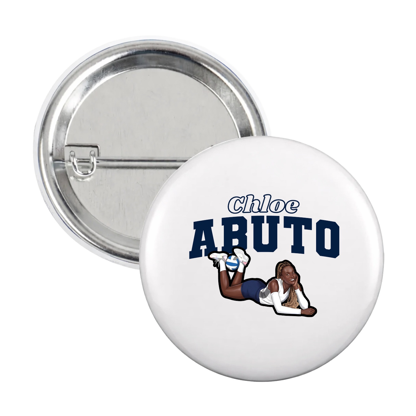 Game Day Button — Name Arch in White
