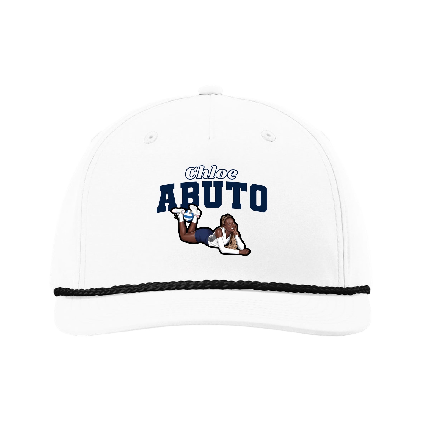 Five-Panel Classic Rope Cap — Name Arch in White